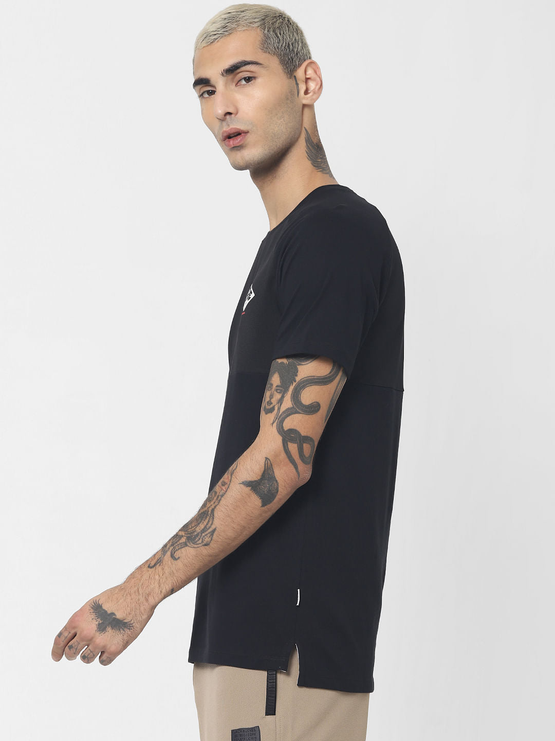 Black Logo Print Crew Neck T-shirt