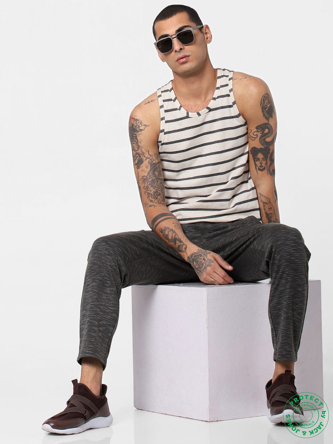 White Striped Vest - S