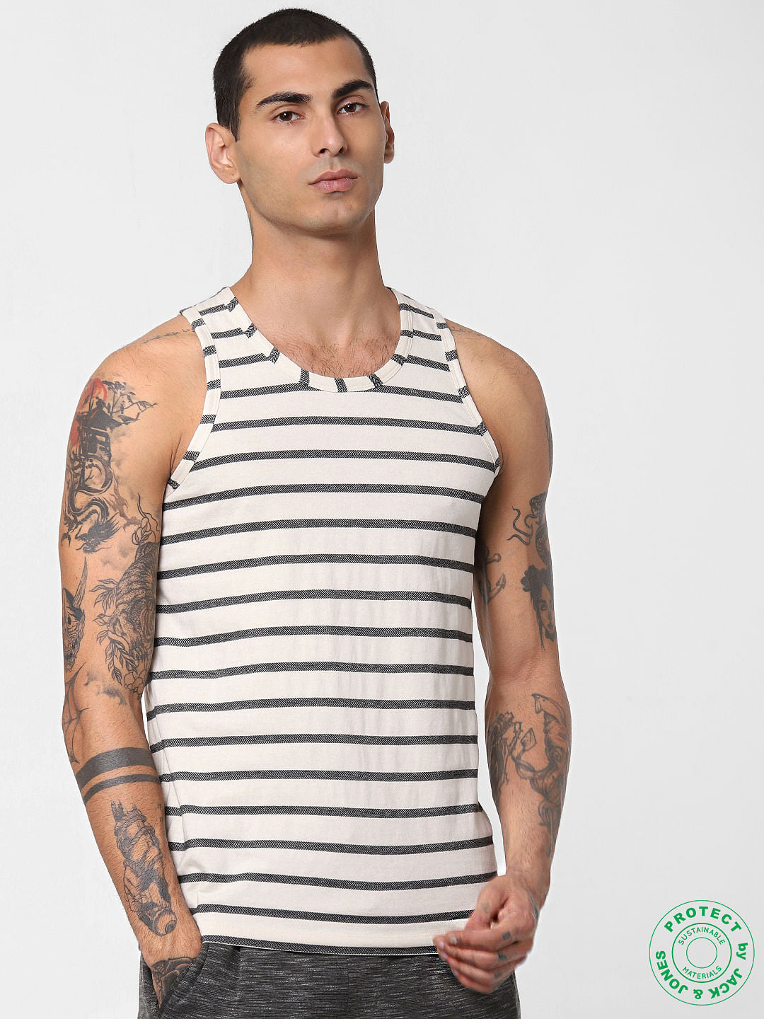 White Striped Vest