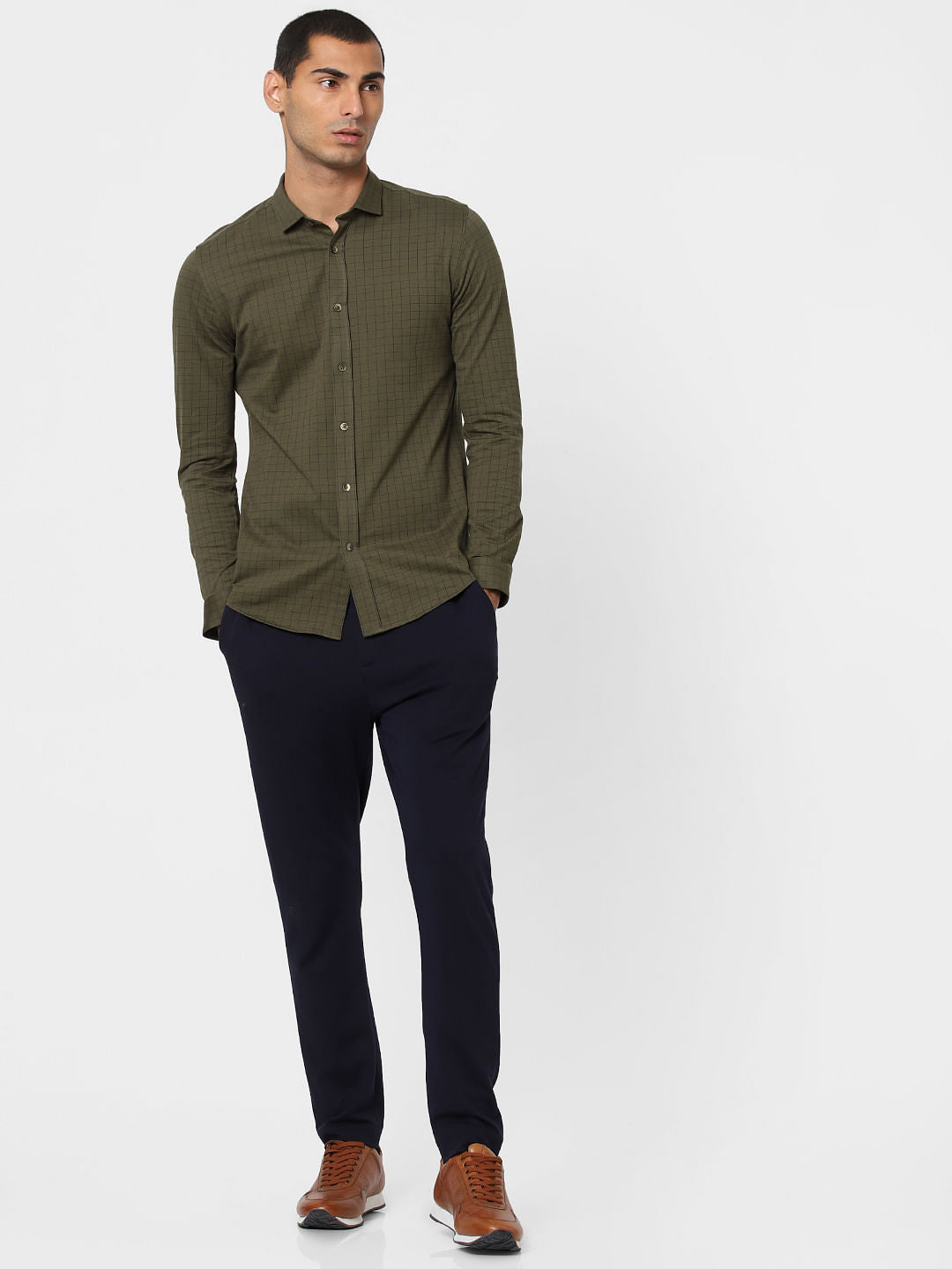 Green Check Full Sleeves Shirt