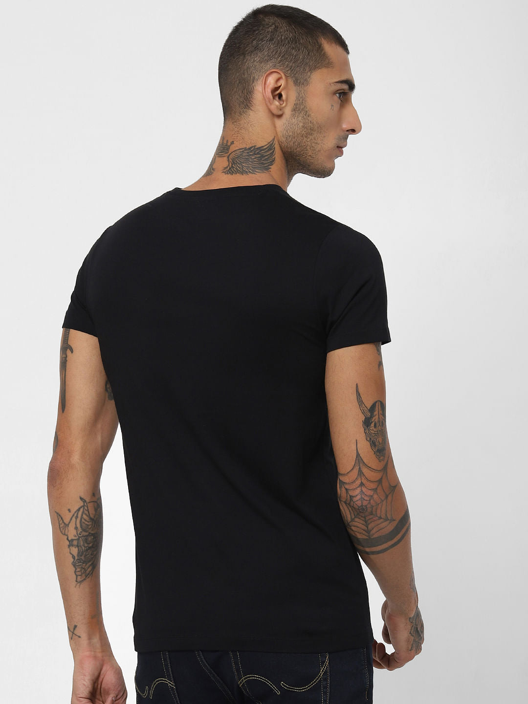 Black Logo Print Crew Neck T-shirt