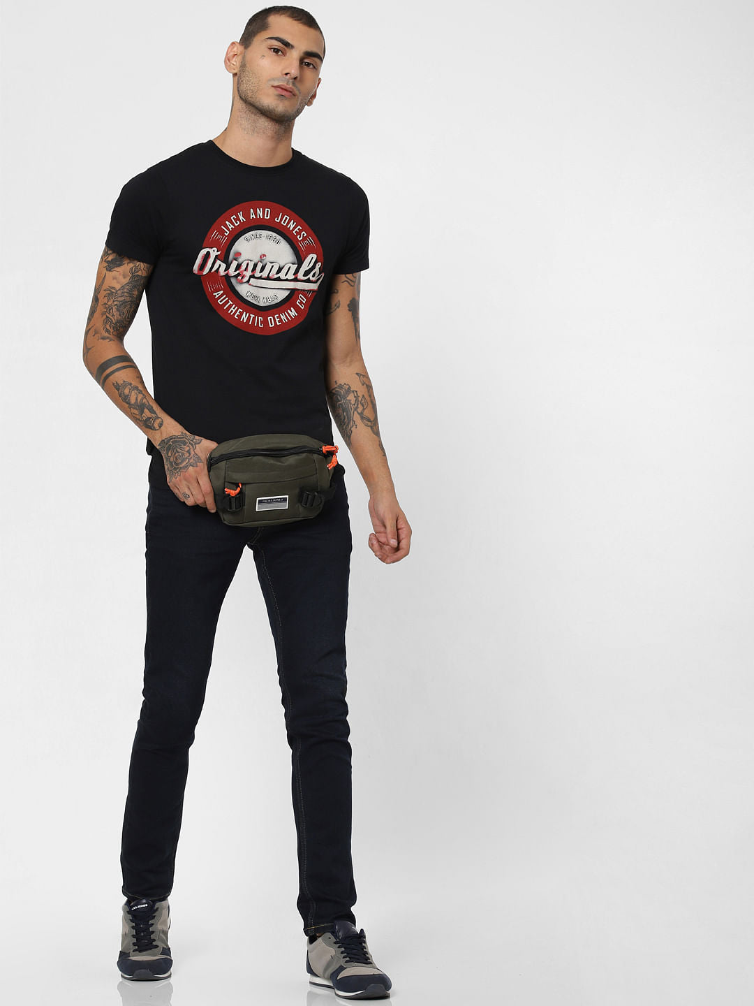 Black Logo Print Crew Neck T-shirt