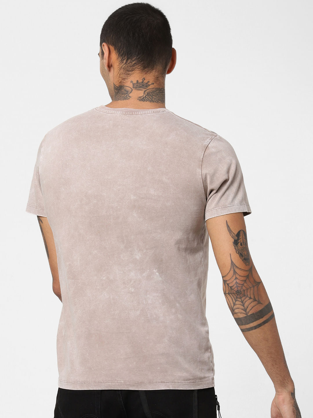 Brown Washed Crew Neck T-shirt