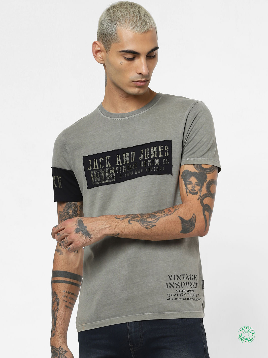 Grey Dyed Crew Neck T-shirt