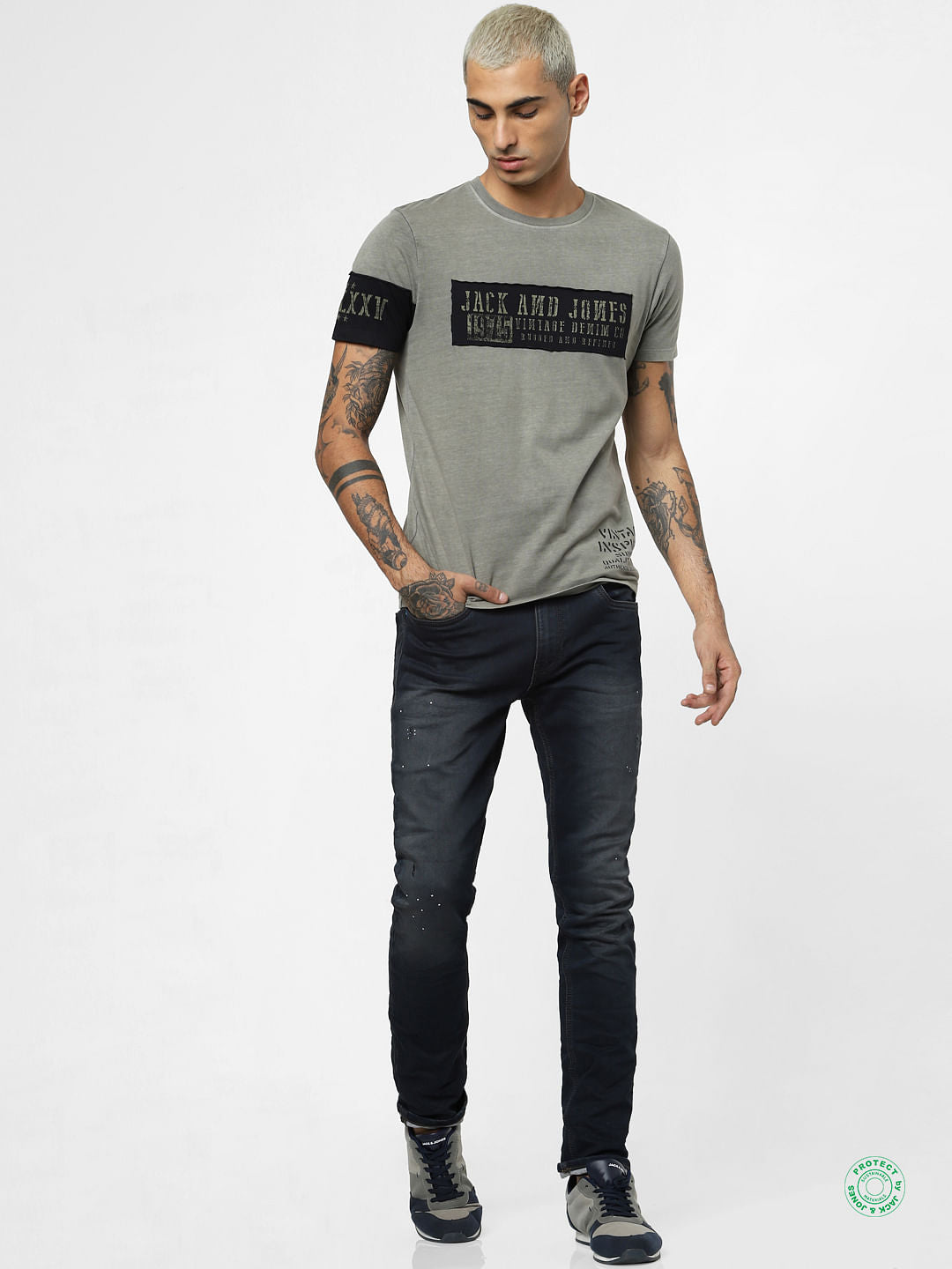 Grey Dyed Crew Neck T-shirt