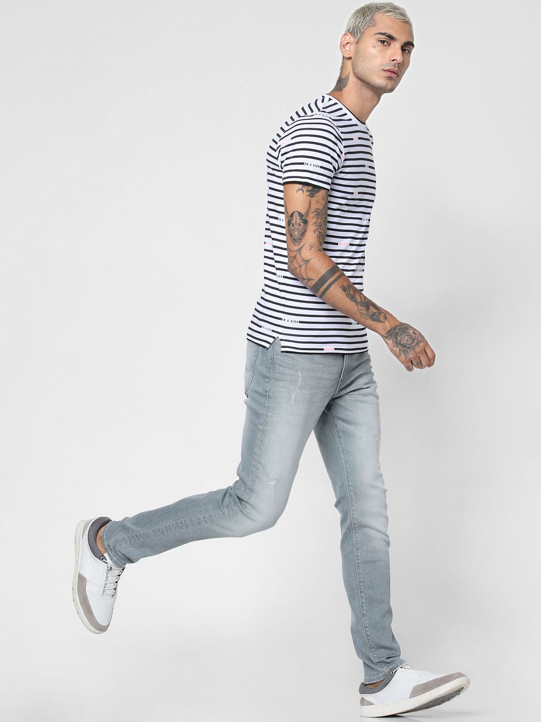 Grey Low Rise Washed Liam Skinny Fit Jeans - 28/30