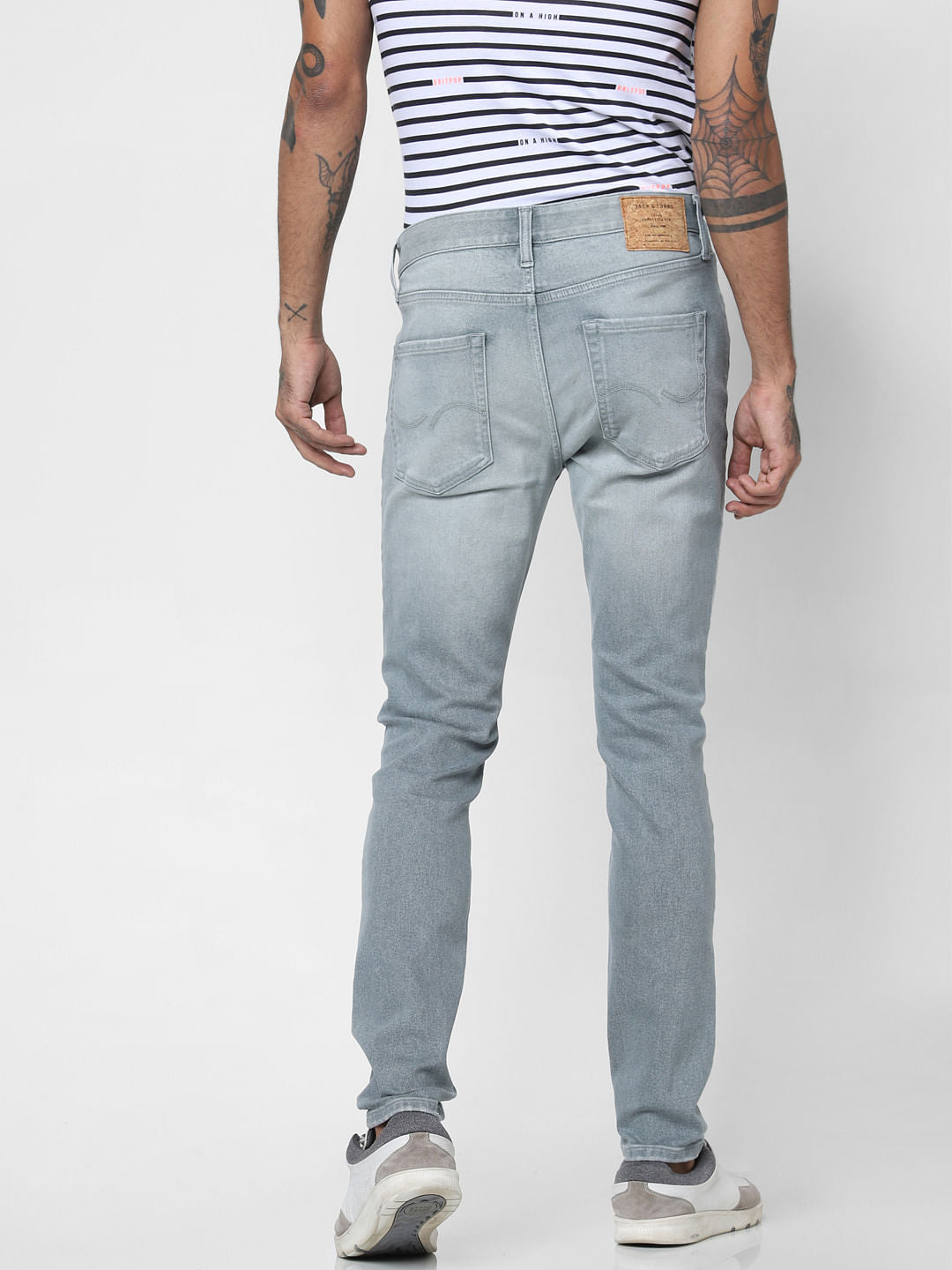 Grey Low Rise Washed Liam Skinny Fit Jeans