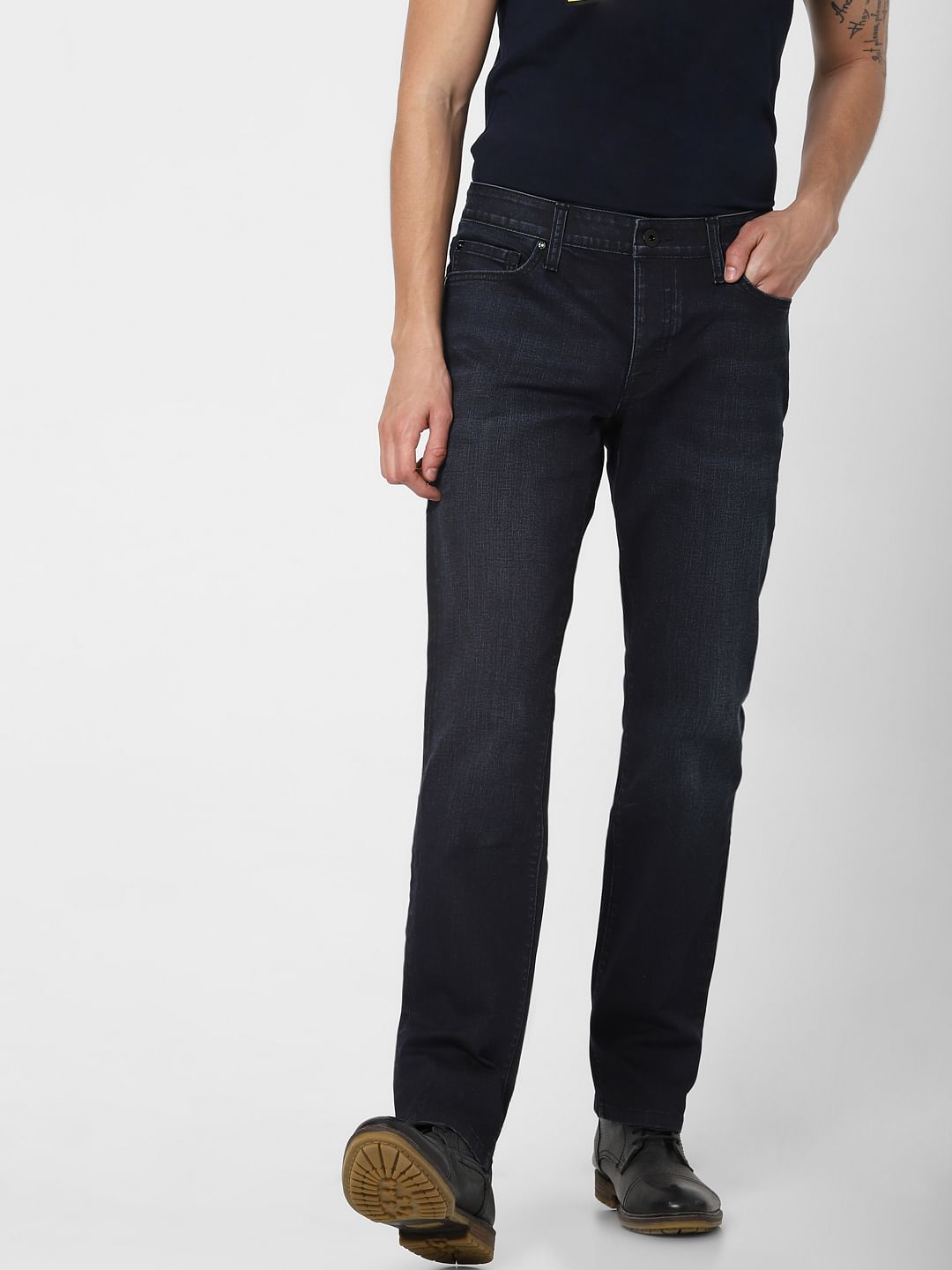 Blue Mid Rise Clark Regular Fit Jeans