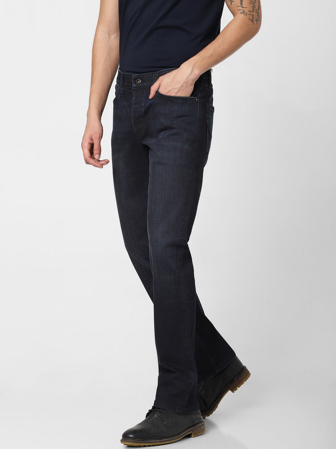 Blue Mid Rise Clark Regular Fit Jeans