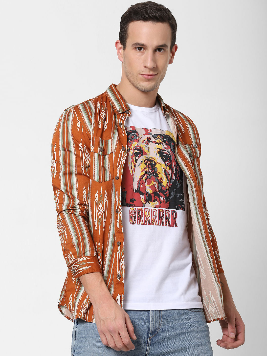White Graphic Print Crew Neck T-shirt - S