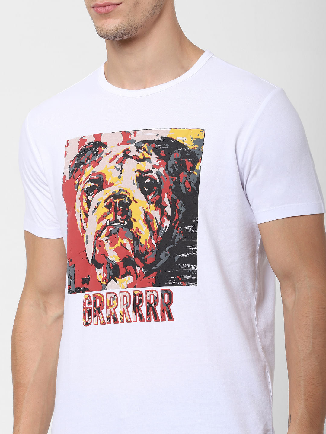White Graphic Print Crew Neck T-shirt
