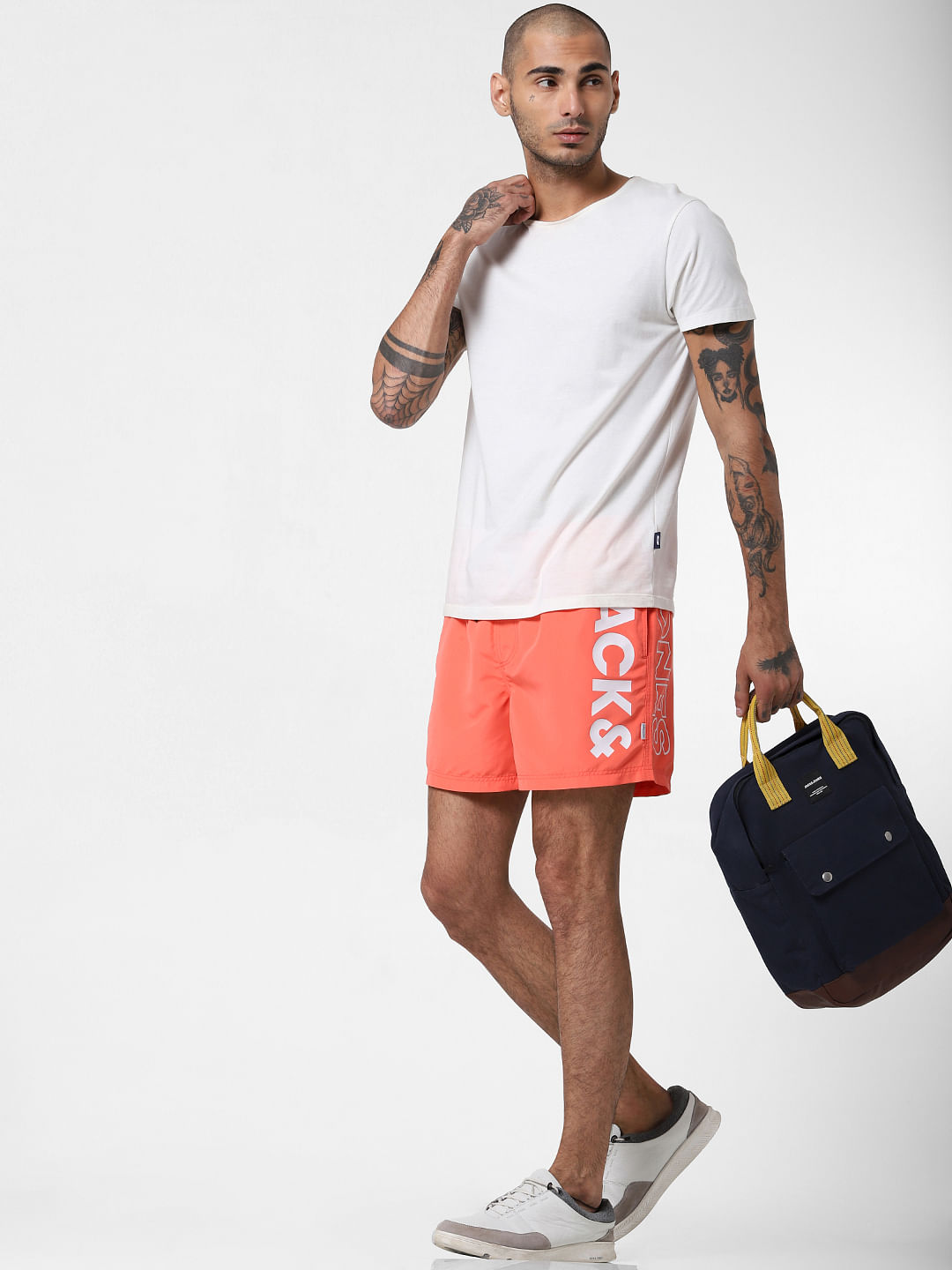 Coral Logo Print Drawstring Swimshorts - S