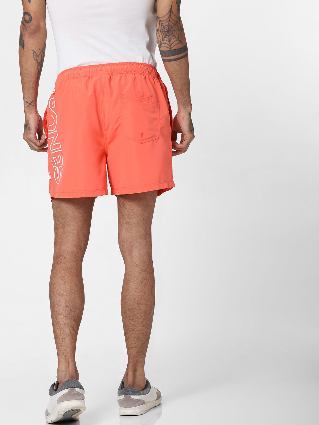 Coral Logo Print Drawstring Swimshorts