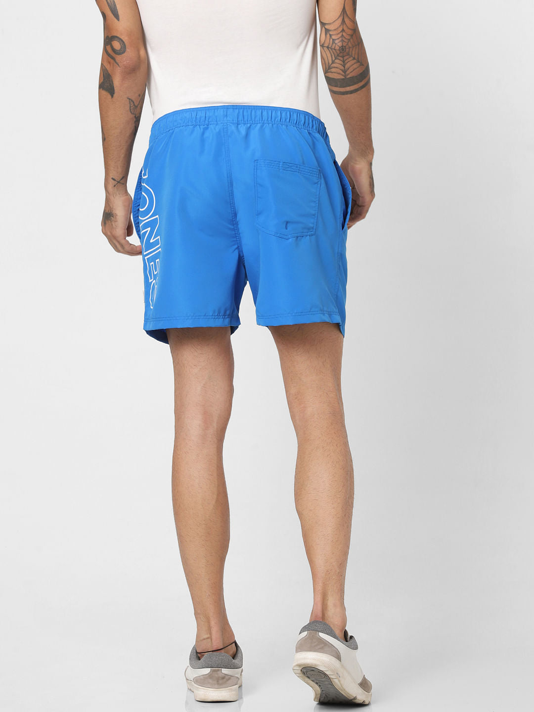 Blue Logo Print Swimshorts