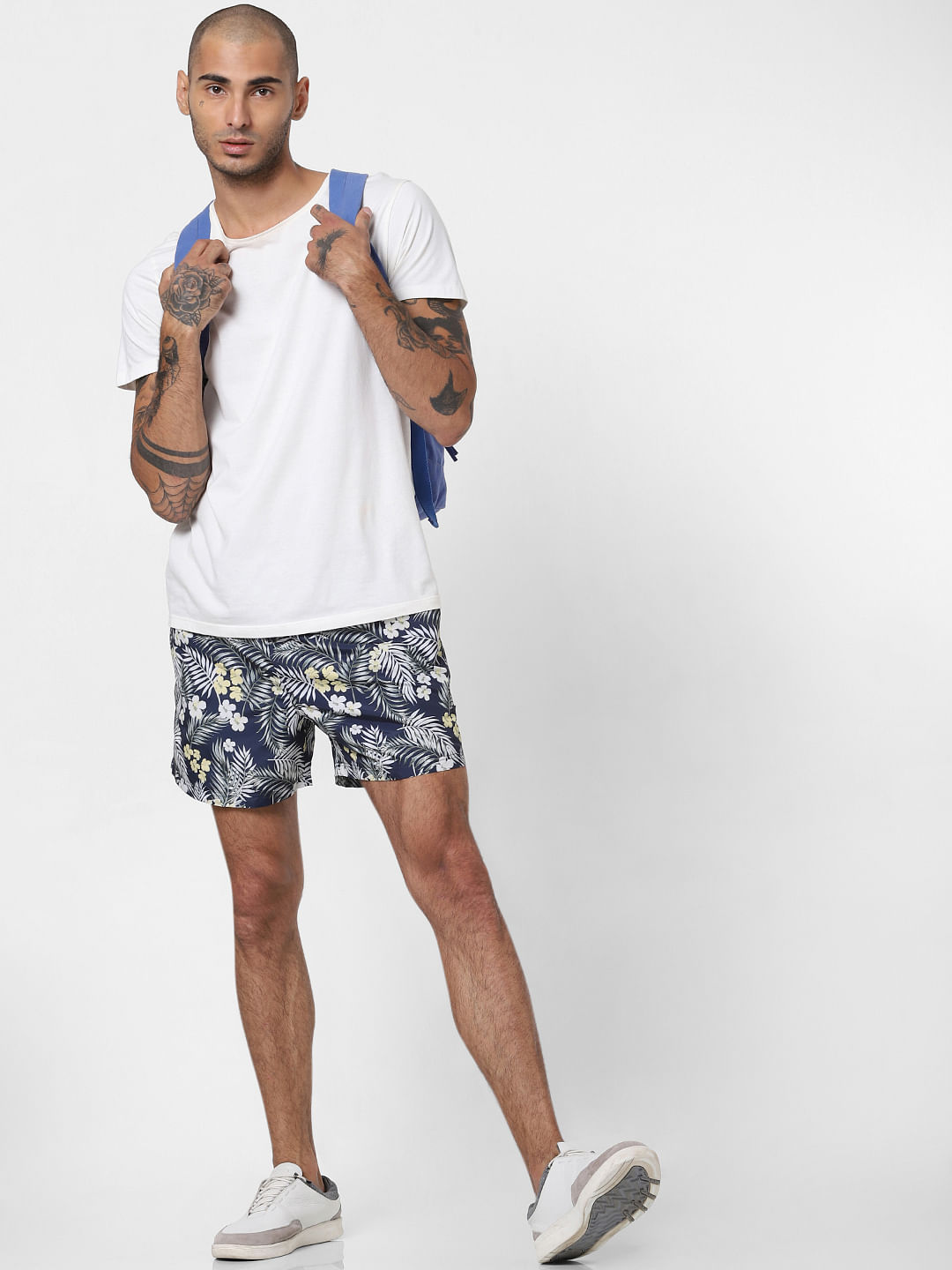 Blue Tropical Print Swimshorts - S