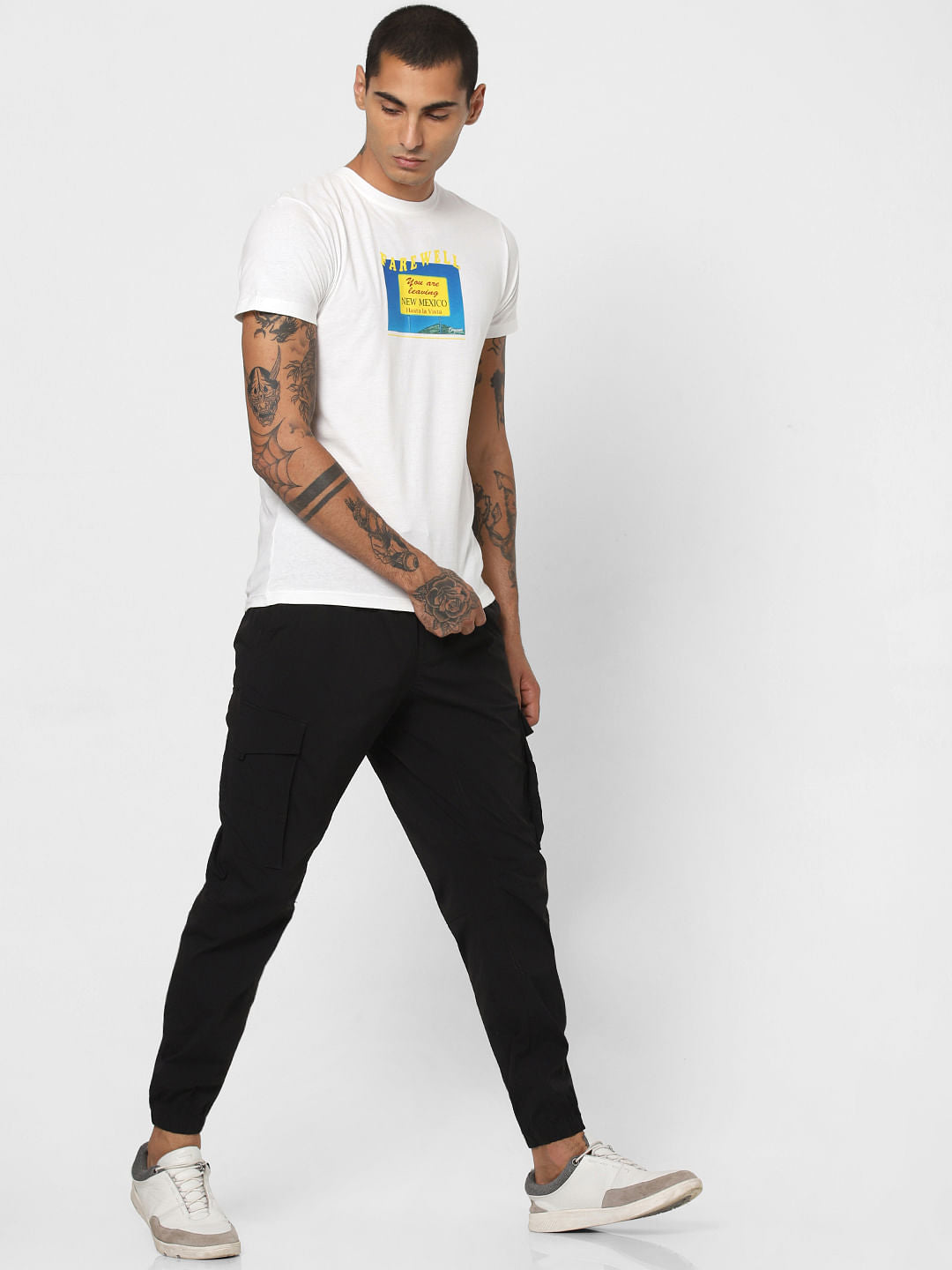 Black Mid Rise Cargo Pants - S