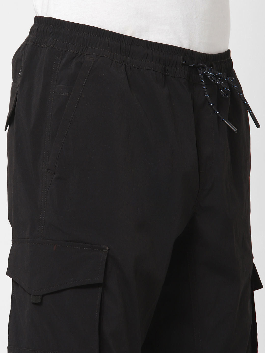 Black Mid Rise Cargo Pants