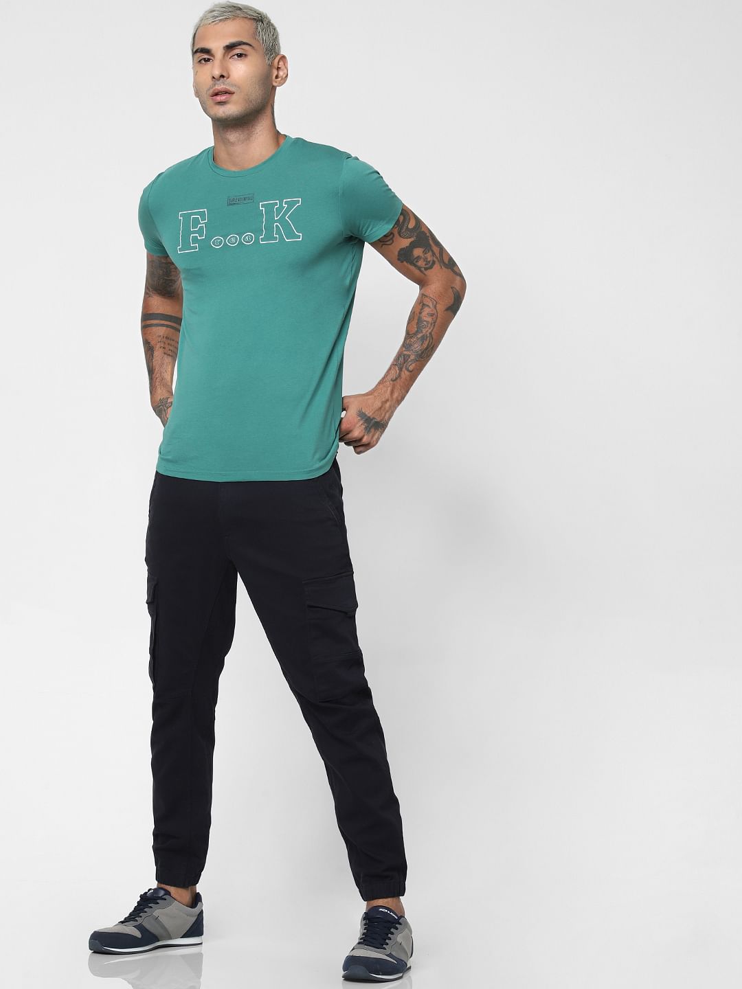 Black Low Rise Anti-Fit Cargo Pants