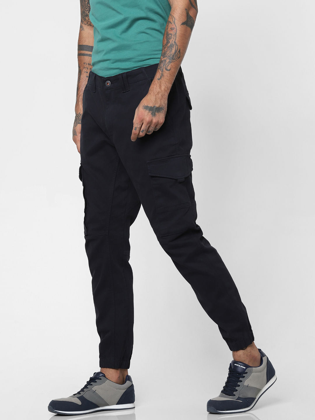 Black Low Rise Anti-Fit Cargo Pants