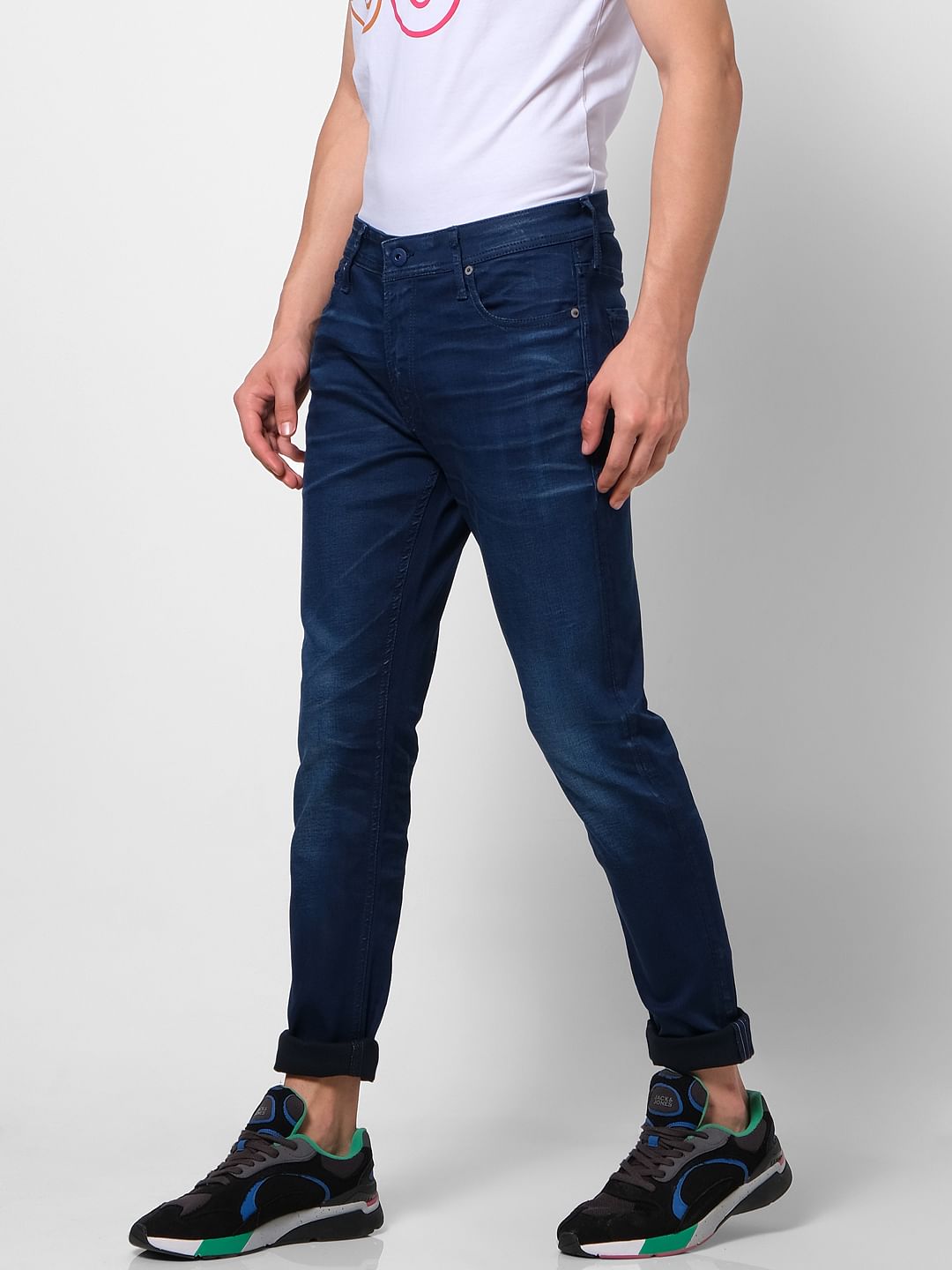 Blue Low Rise Washed Ben Skinny Fit Jeans