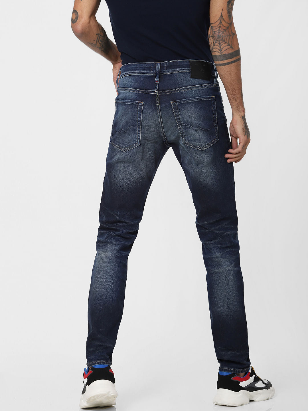 Dark Blue Low Rise Washed Glenn Slim Fit Jeans