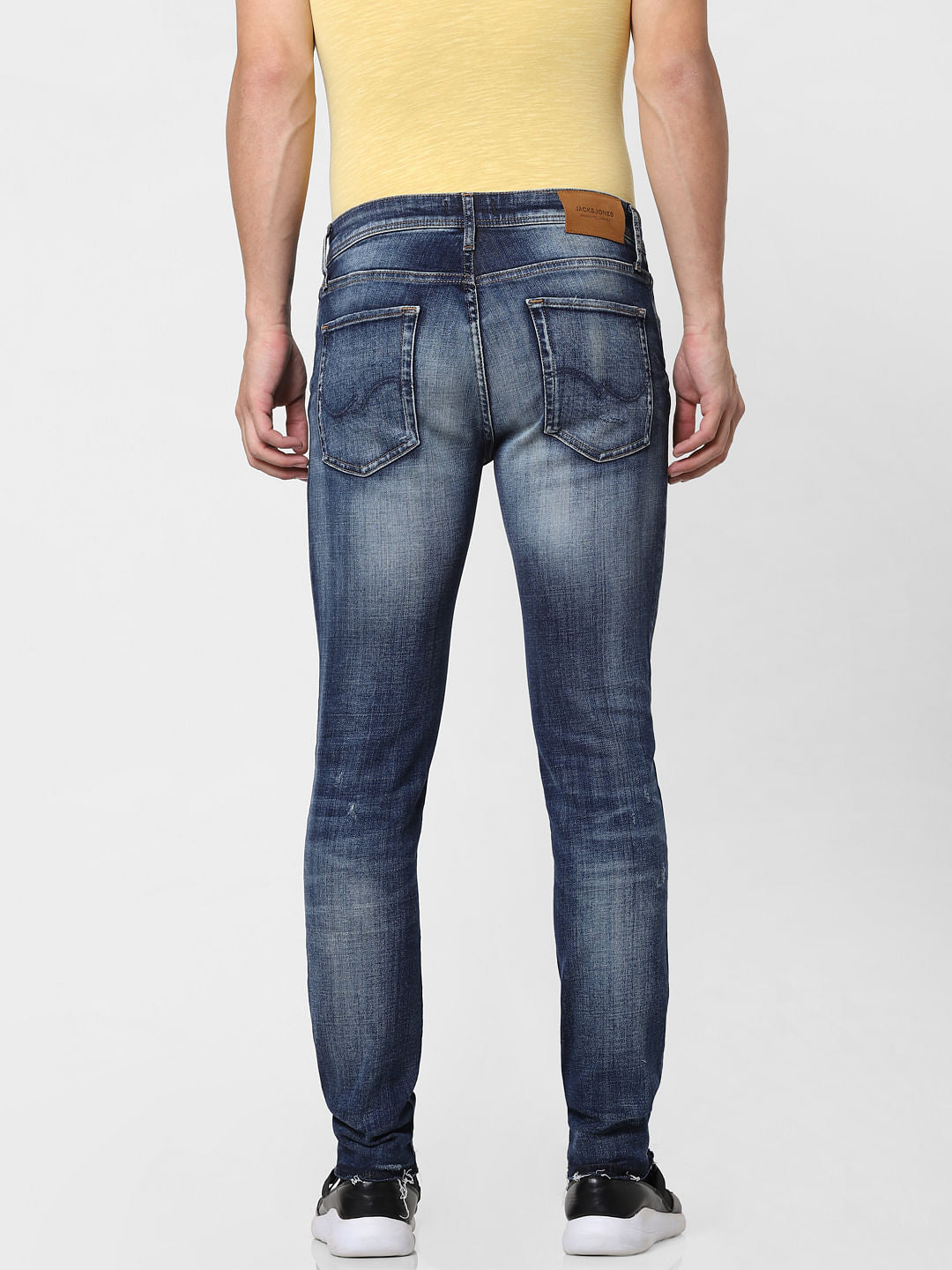 Blue Low Rise Distressed Ben Skinny Fit Jeans