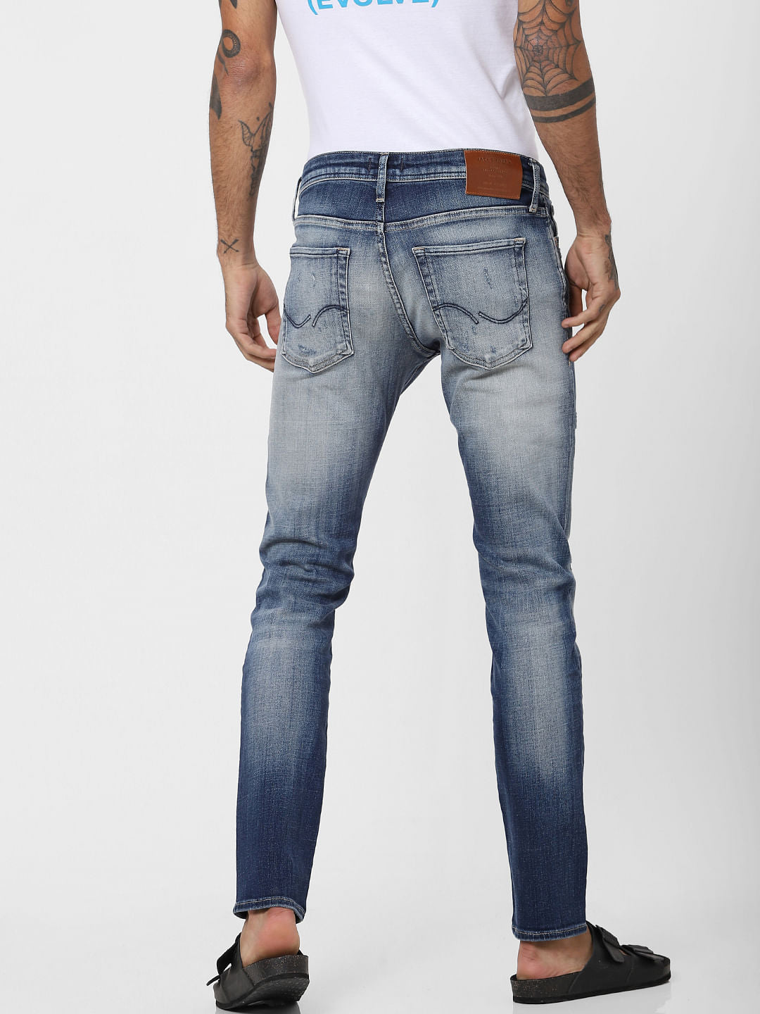 Blue Low Rise Ripped Glenn Slim Fit Jeans