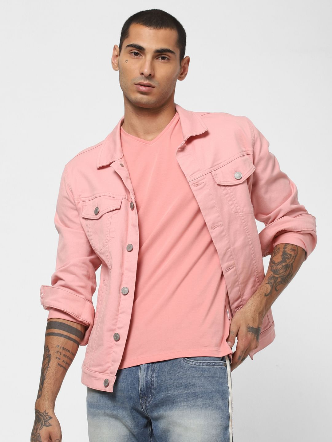 Pink V Neck T-SHIRT - S