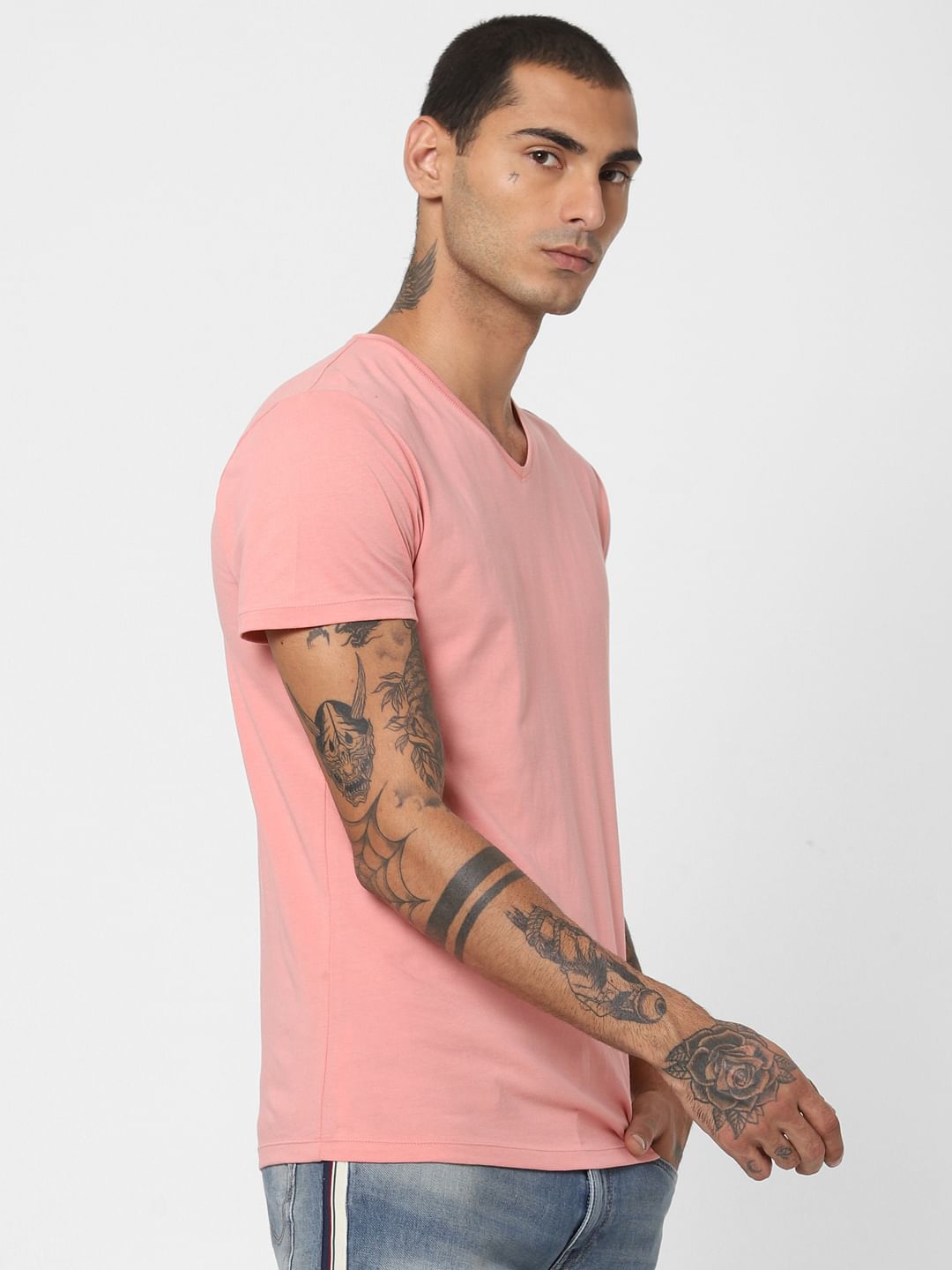 Pink V Neck T-SHIRT