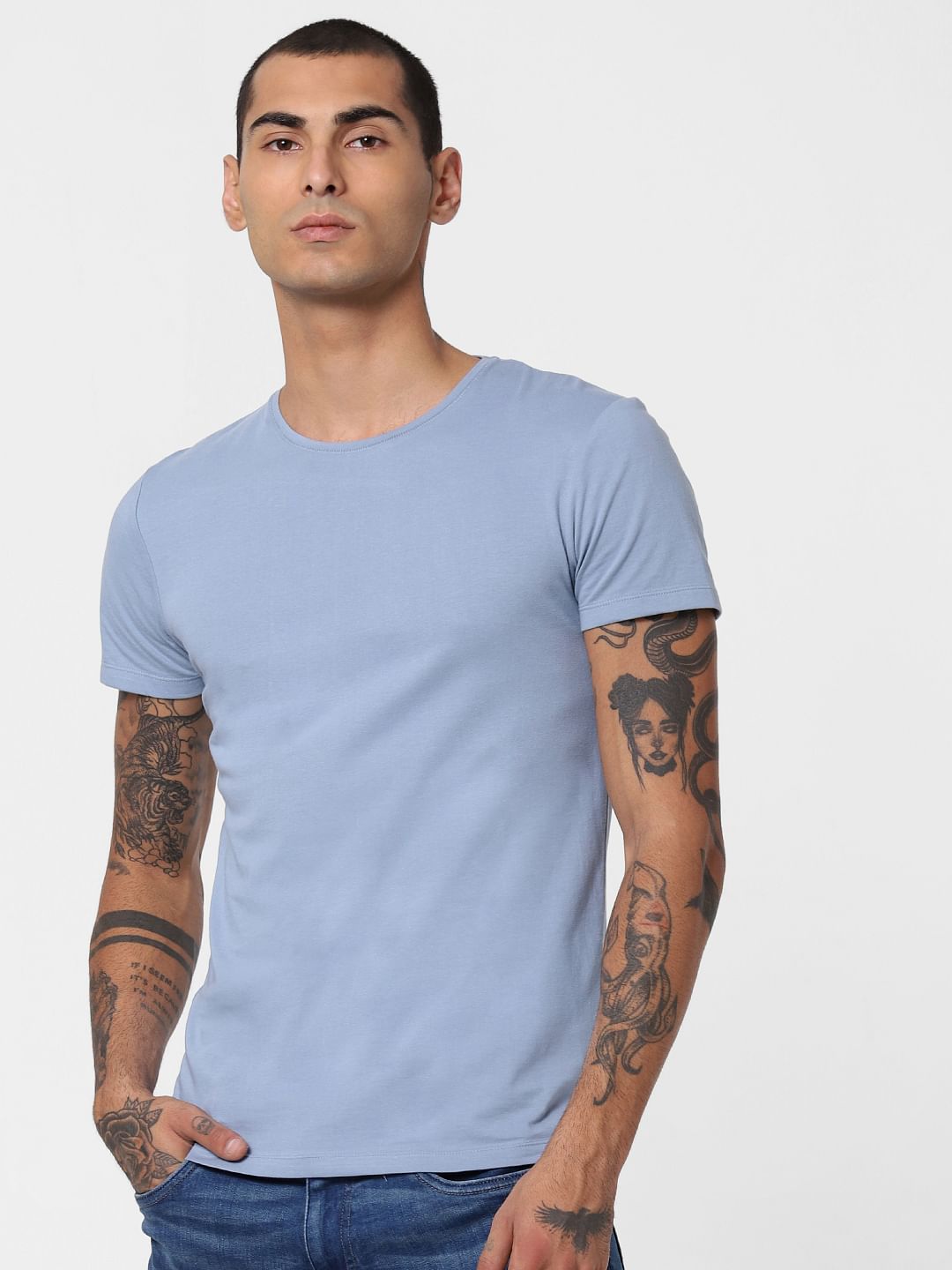 Blue Crew Neck T-shirt