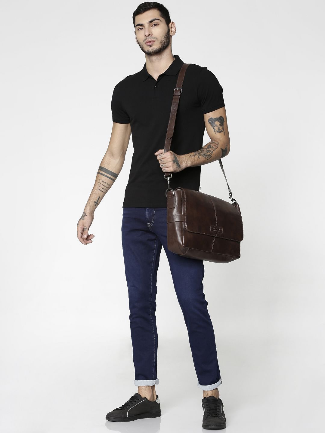 Black Polo Neck T-Shirt - S