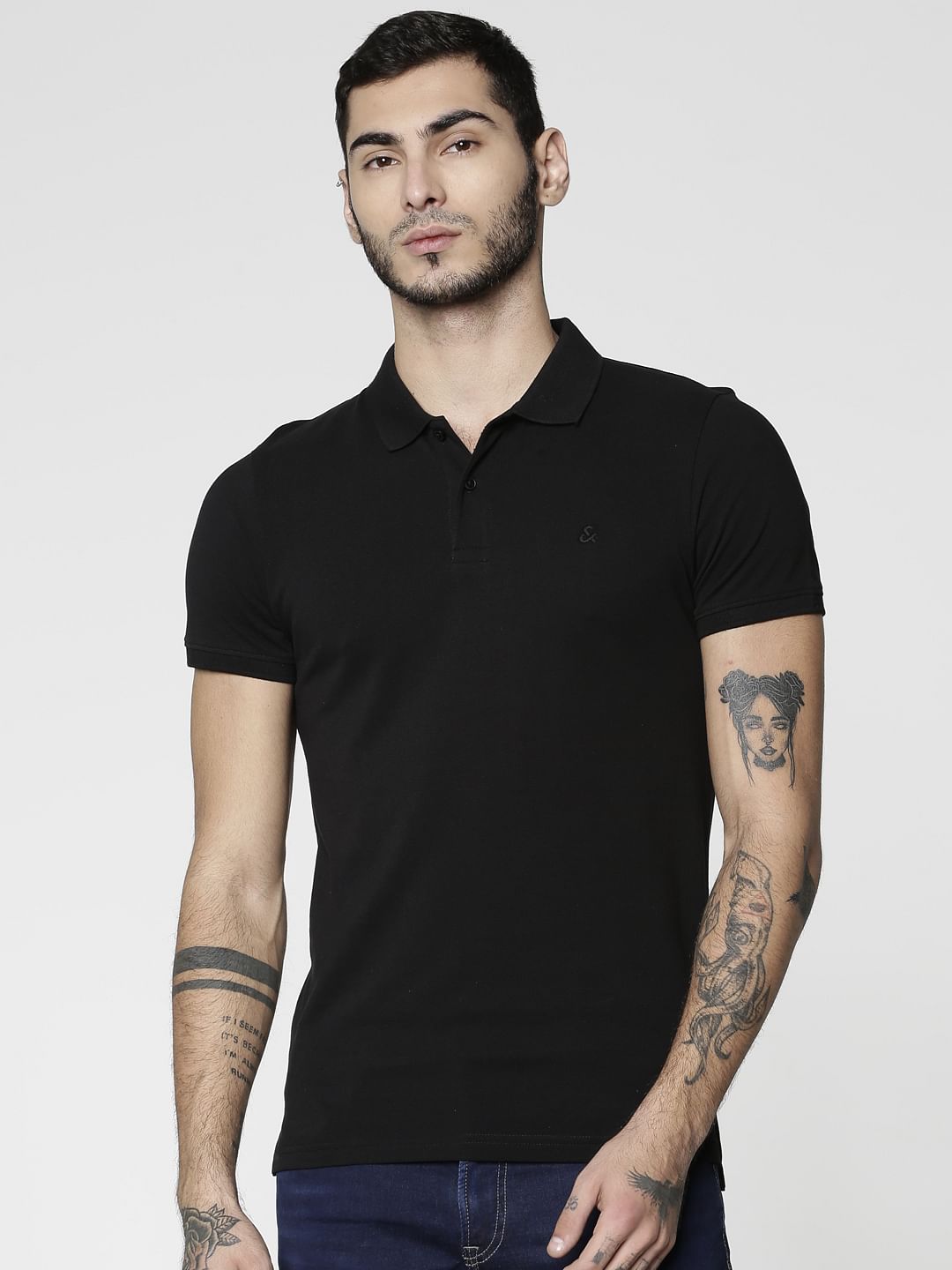 Black Polo Neck T-Shirt