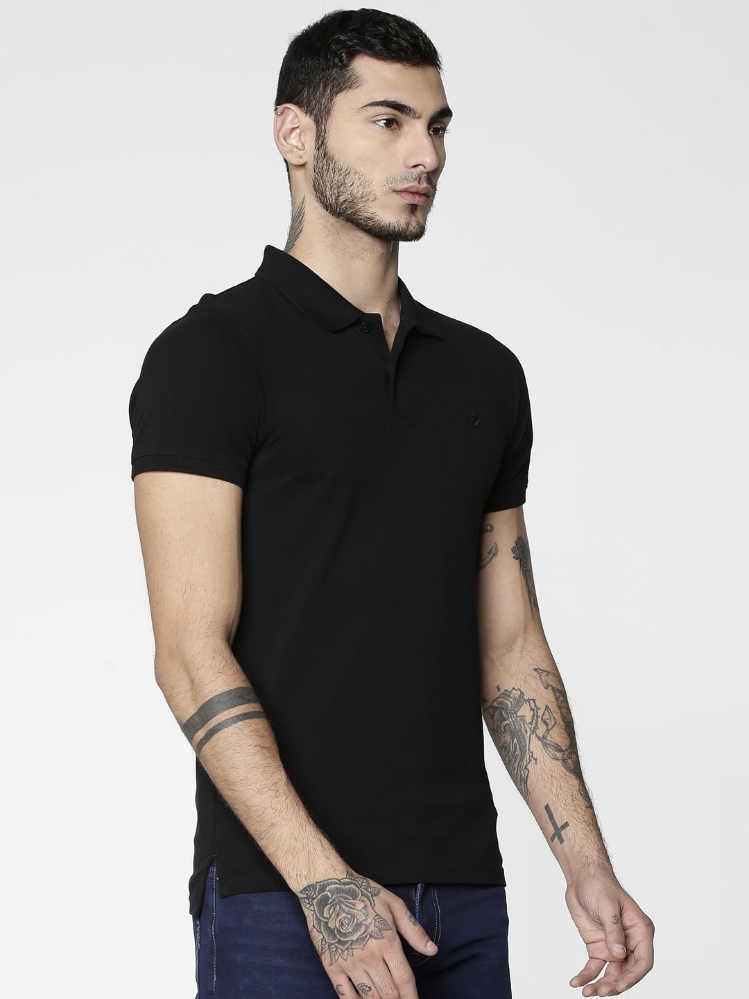 Black Polo Neck T-Shirt