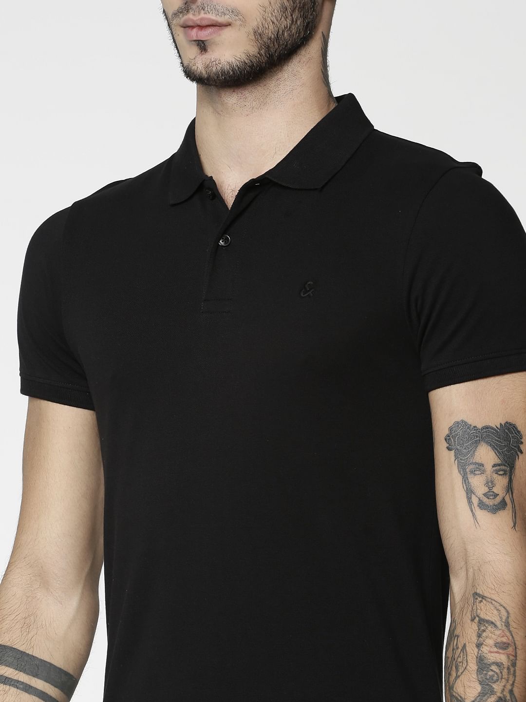 Black Polo Neck T-Shirt