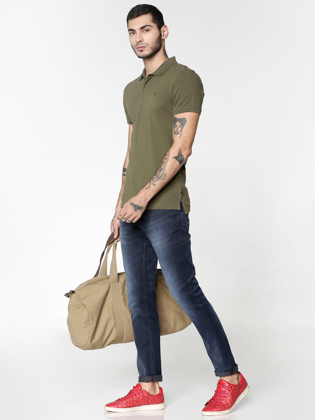 Black Polo Neck T-Shirt - S
