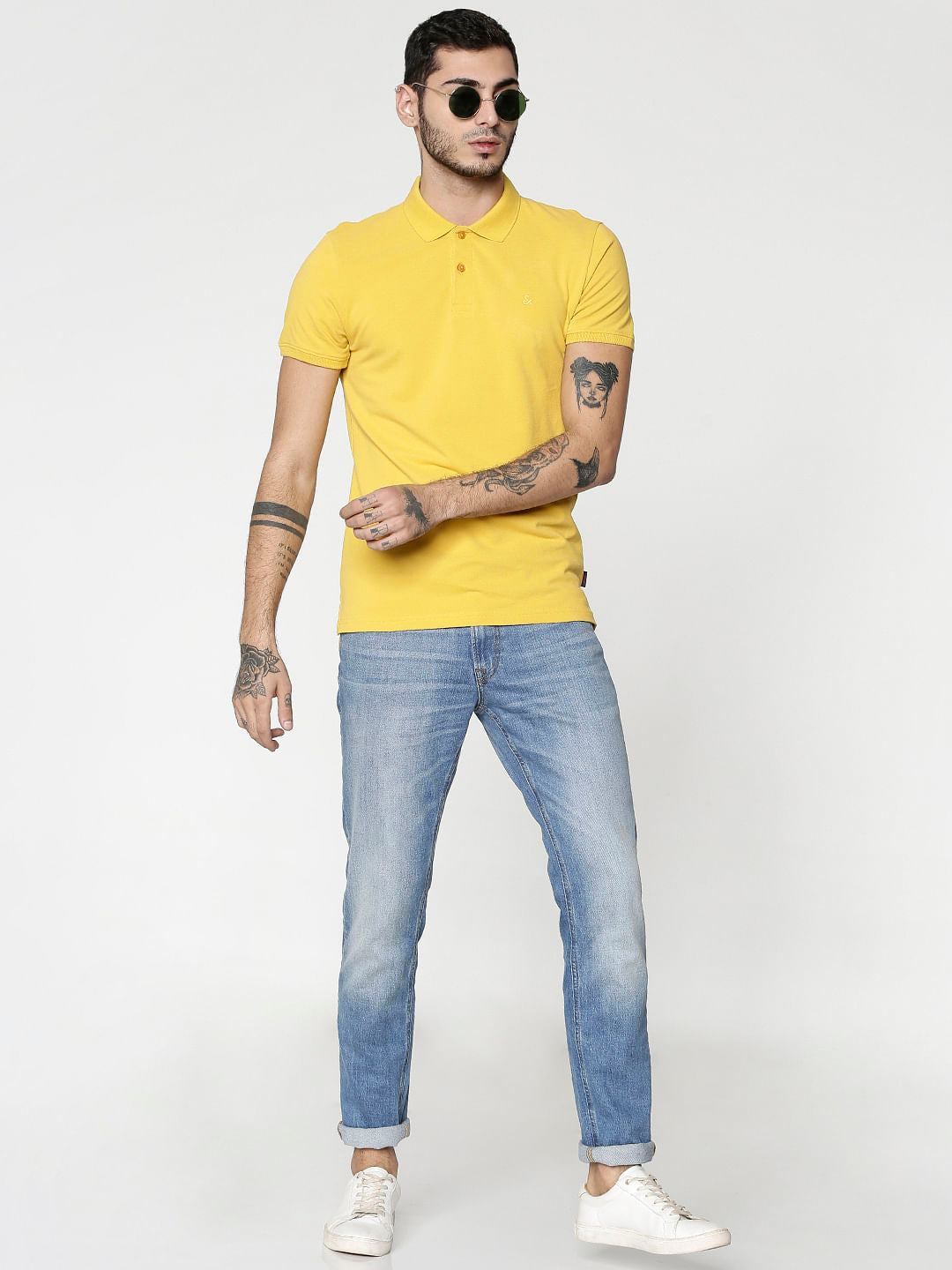 Yellow Polo Neck T-shirt - S