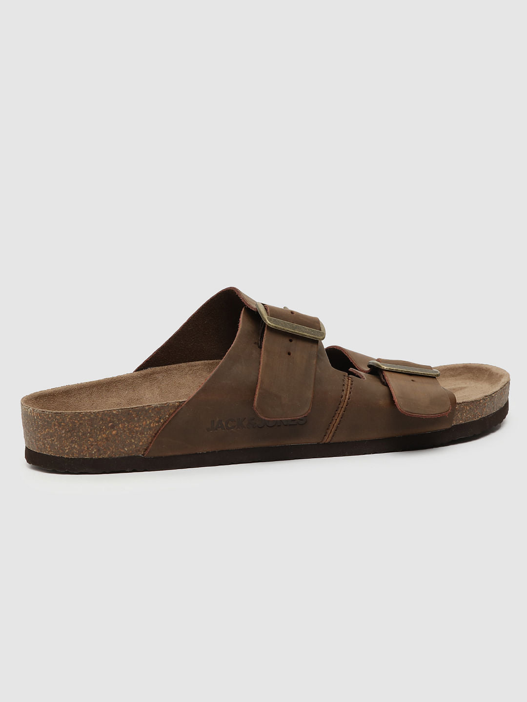 Brown Leather Slip-On Sandals