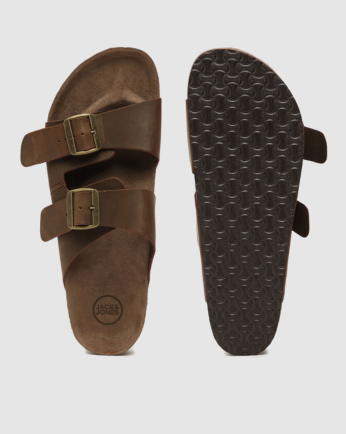 Brown Leather Slip-On Sandals - 6