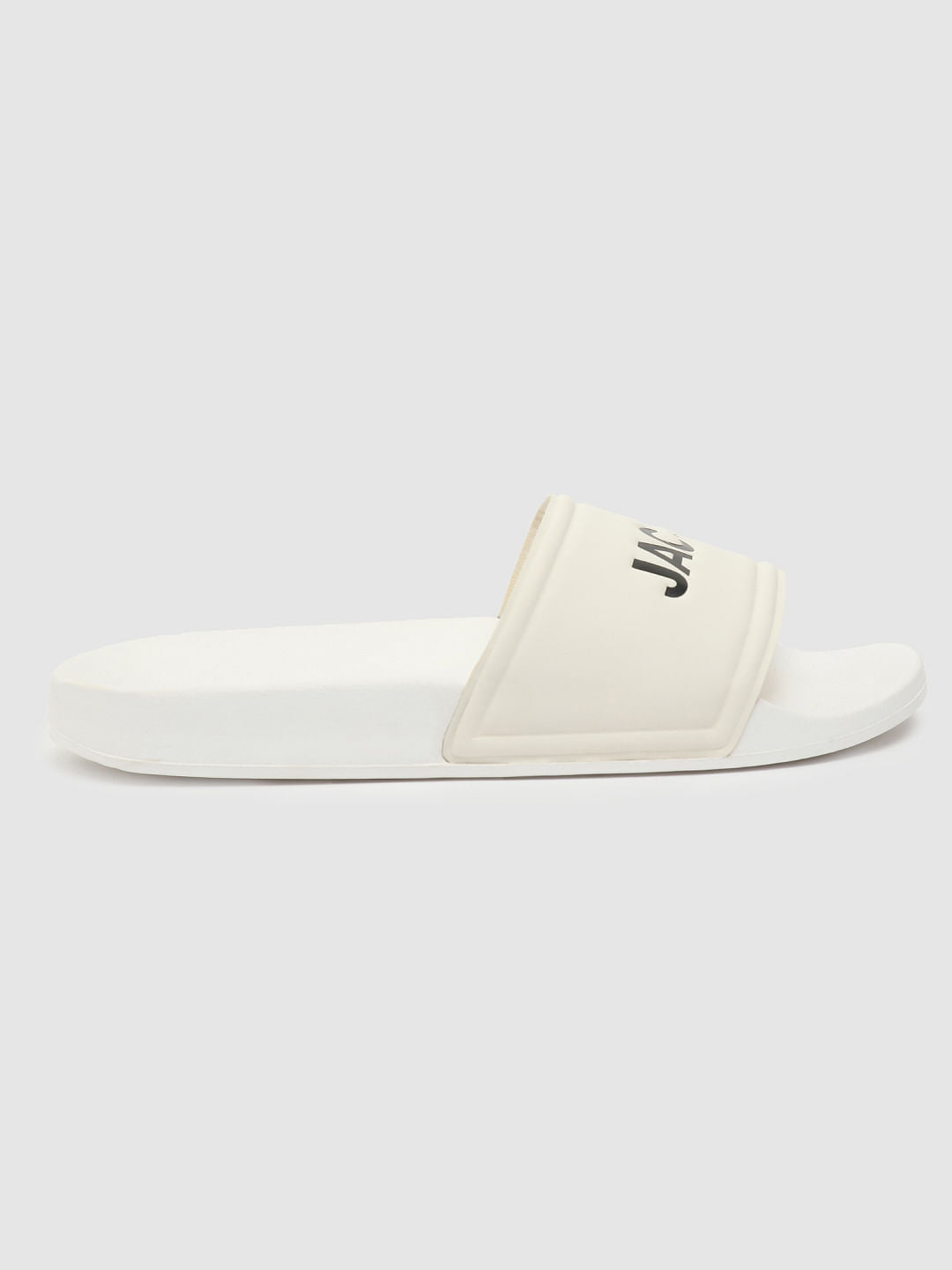 White Logo Print Sliders