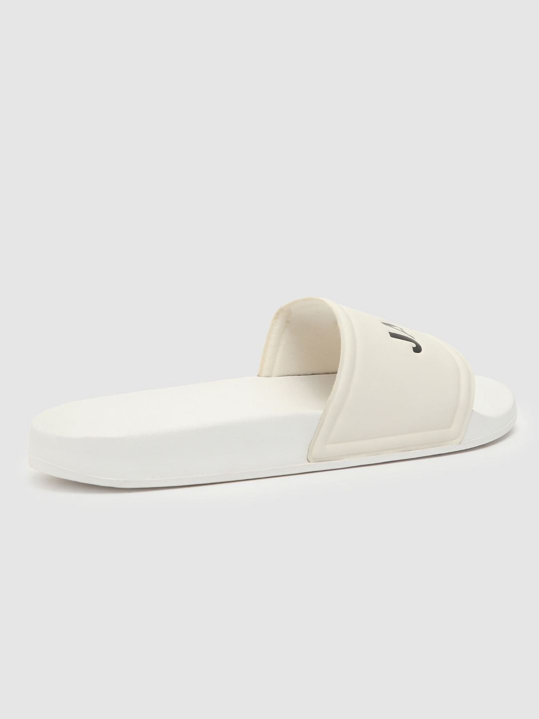 White Logo Print Sliders