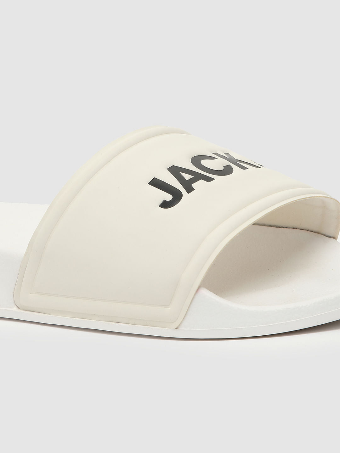 White Logo Print Sliders