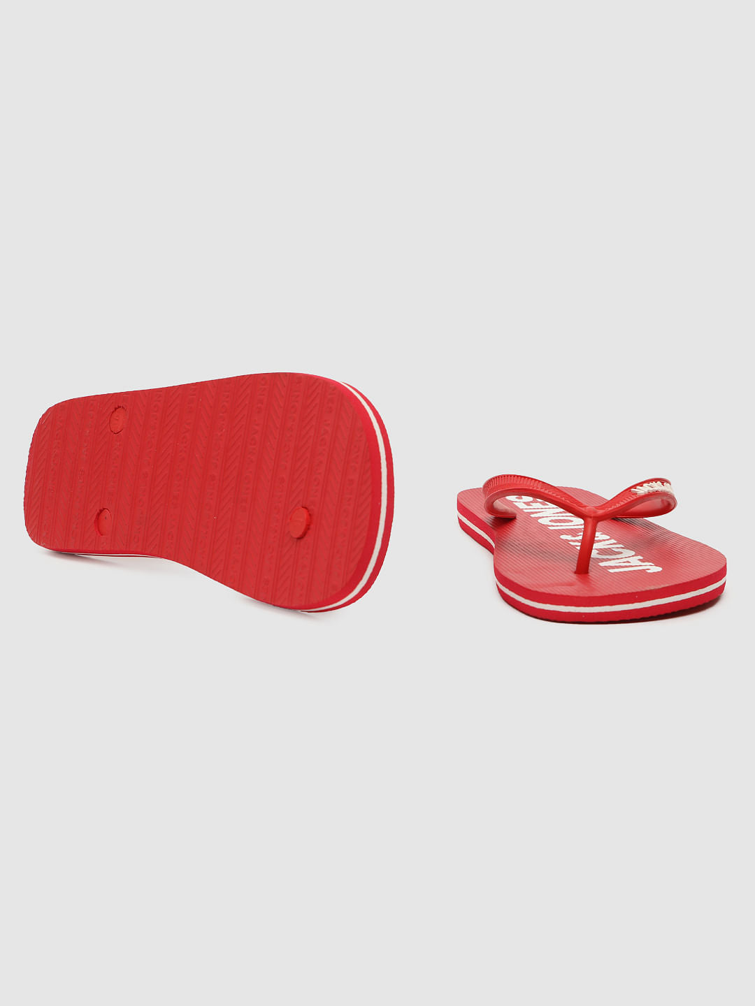 Red Logo Print Flip Flops