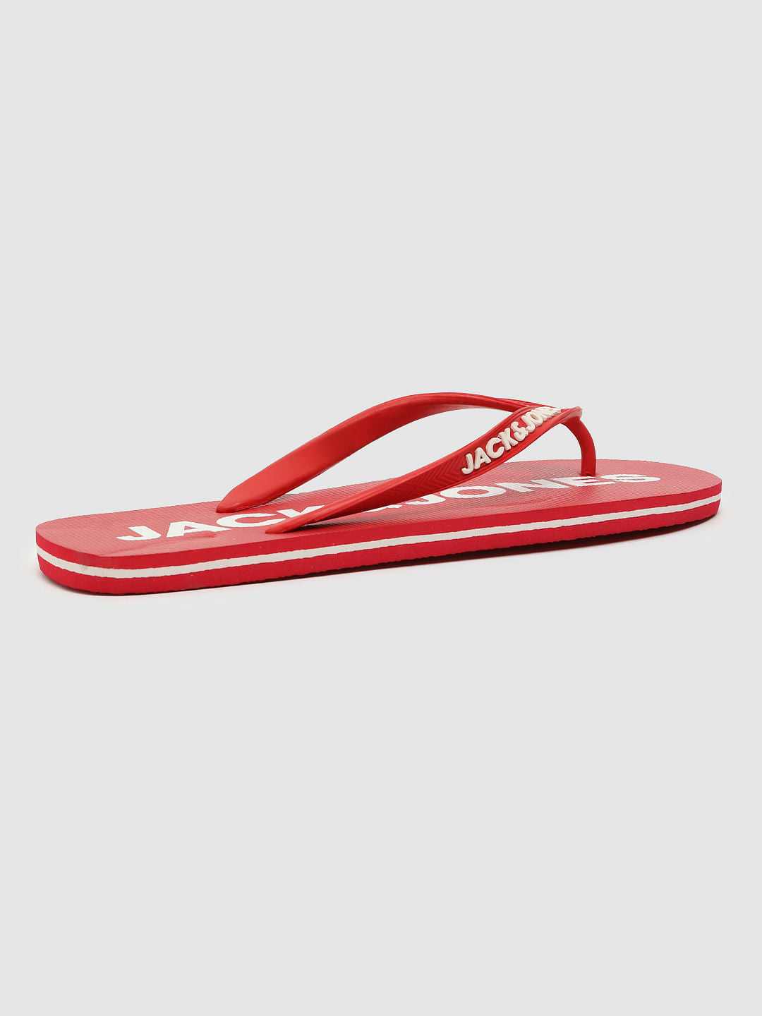 Red Logo Print Flip Flops