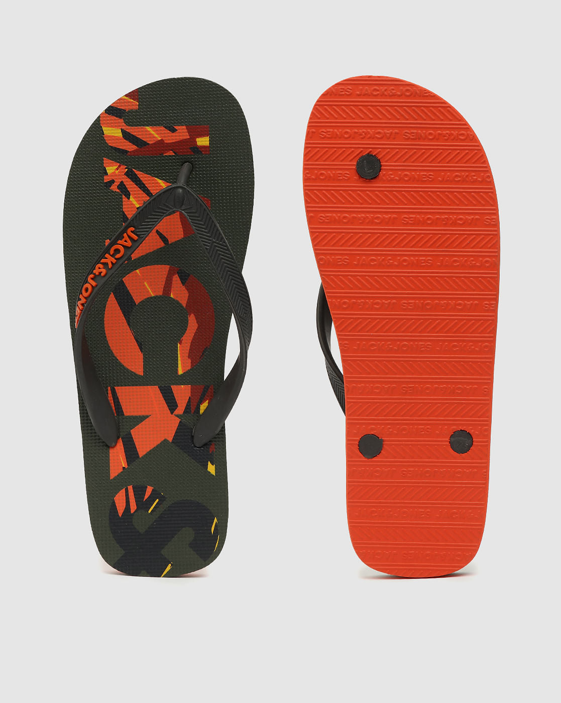 Green Logo Print Flip Flops - 40/41