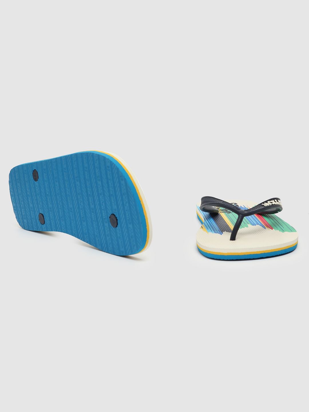 White Logo Print Flip Flops - 40/41