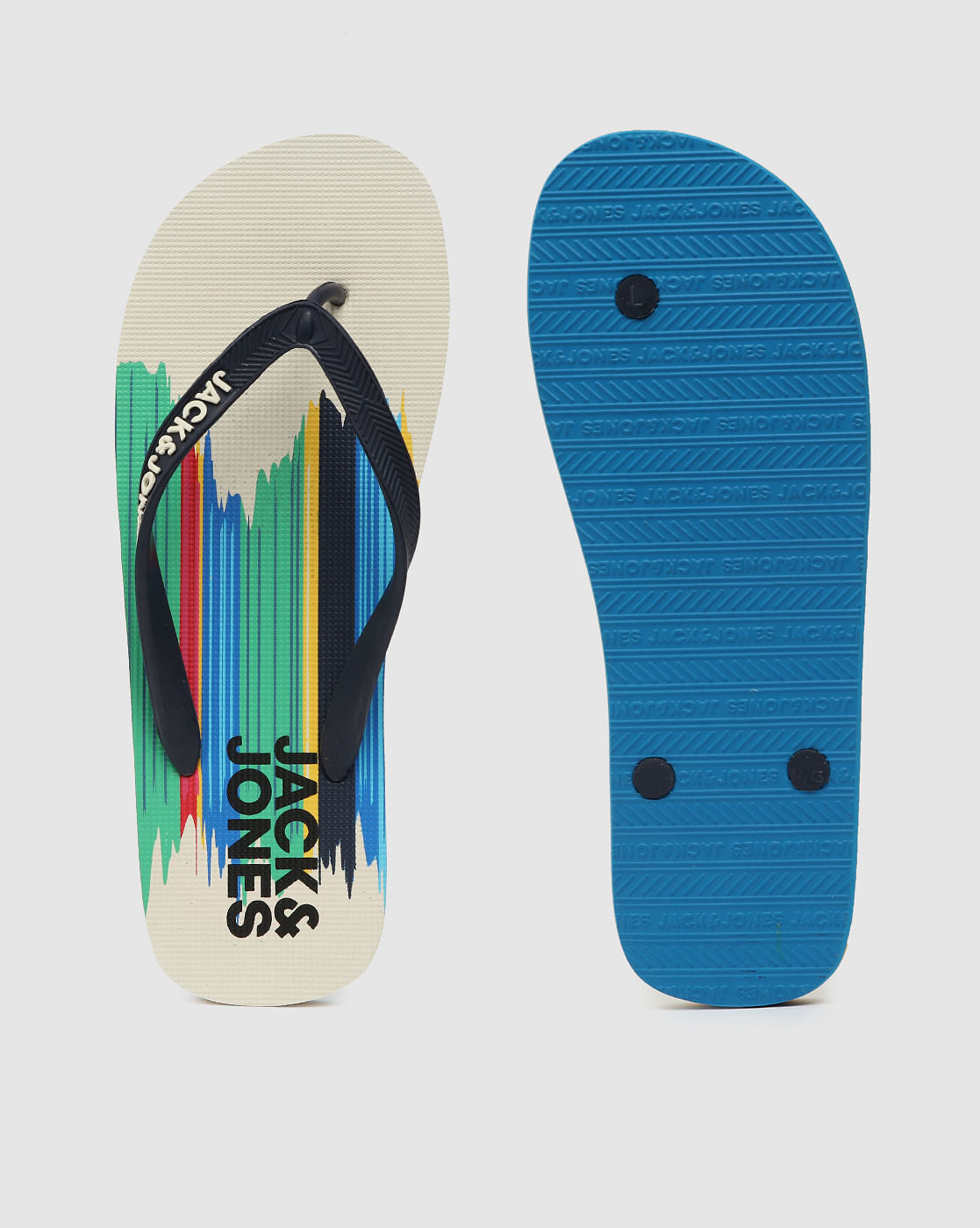 White Logo Print Flip Flops