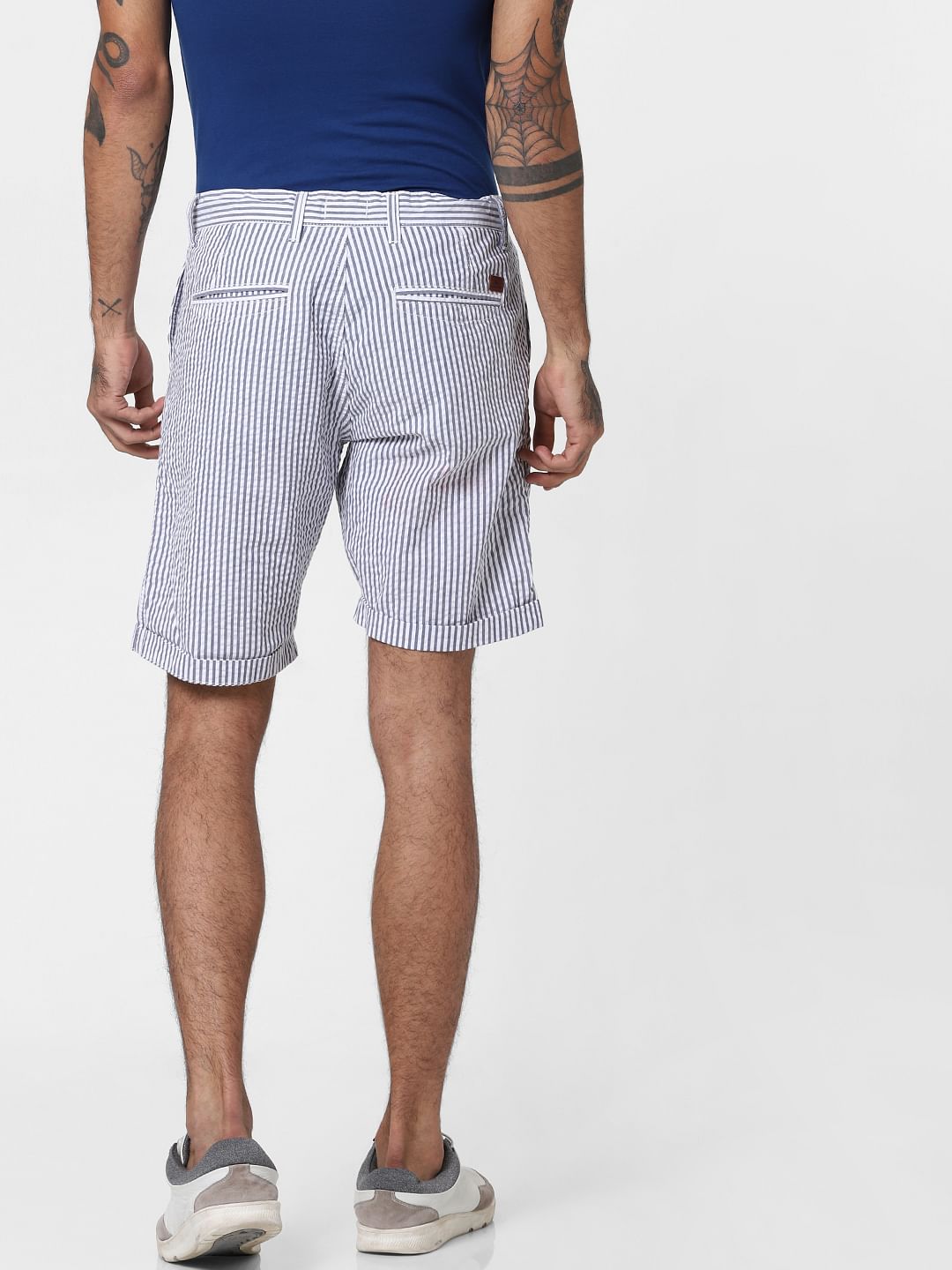 White Striped Chino Shorts