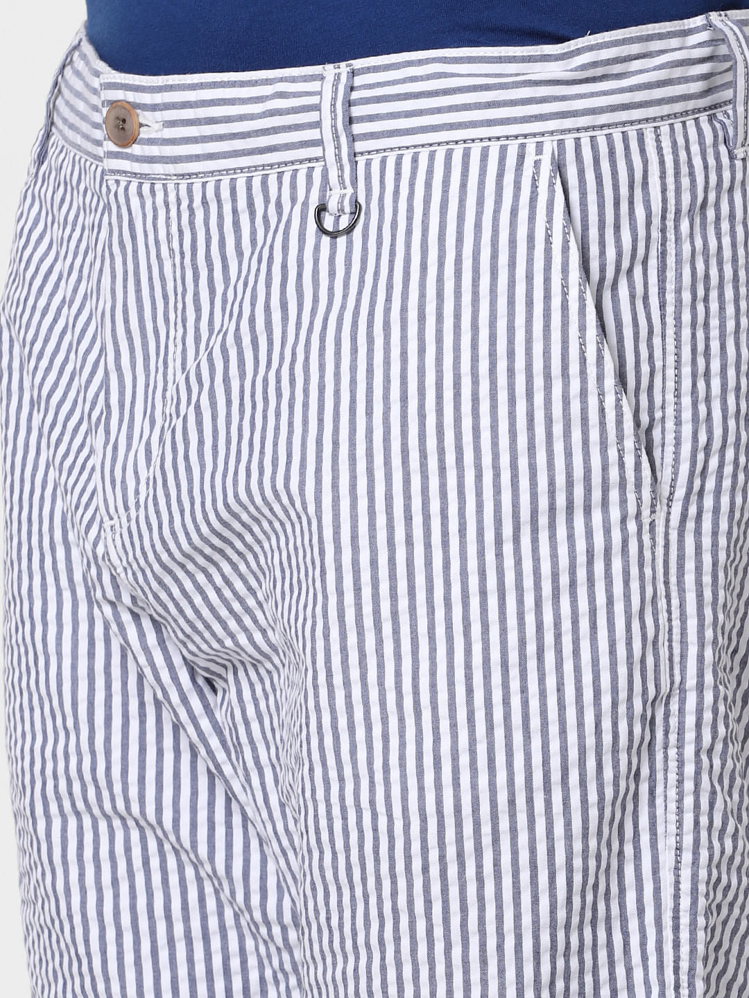 White Striped Chino Shorts