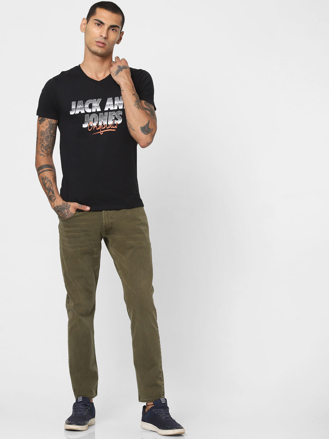 Green Low Rise Slim Fit Pants - 28/30