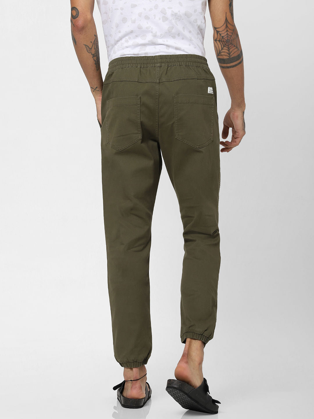 Olive Drawstring Biker Pants